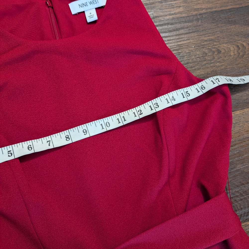 Nine West Red Sleeveless Tie-Waist Wide-Leg Jumpsuit - Picture 6 of 11